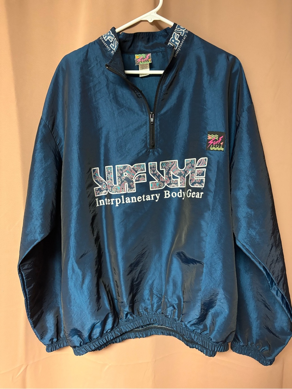 Vintage Surfstyle Iridescent Blue Interplanetary Windbreaker - One Size Fits All
